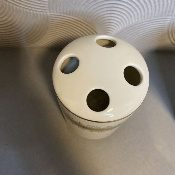 Vintage Ceramic Soap Dish Tumbler Toothbrush White Gold Filigree MCM 1960s Japan - Picture 3 of 9